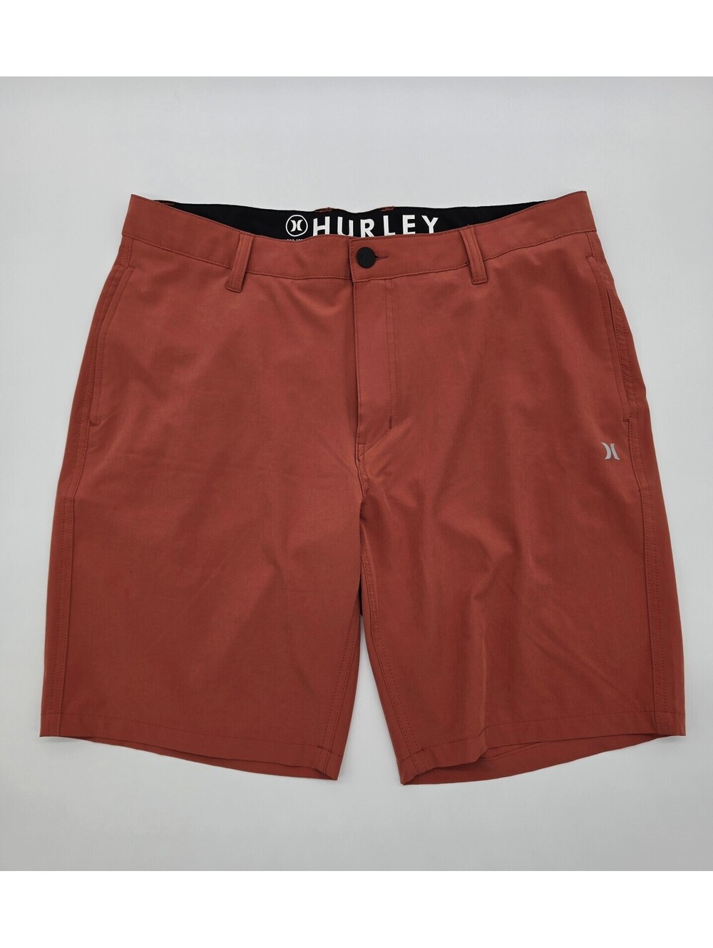 Hurley Men's 36 Burnt Orange Casual Shorts with Button Closure and Belt Loops